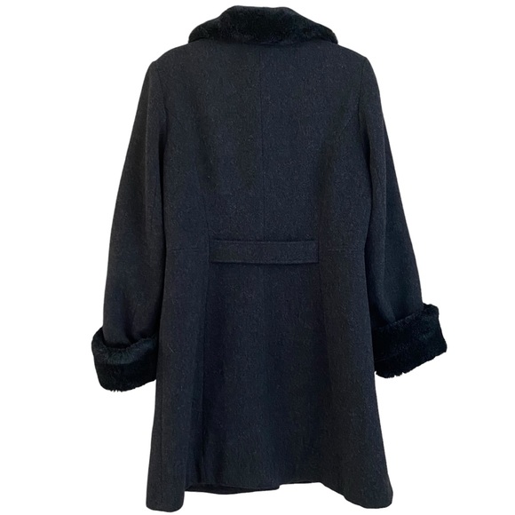 DonnyBrook Vintage Classic Charcoal Gray Faux Fur Button Down Coat Size 8 - Picture 5 of 10